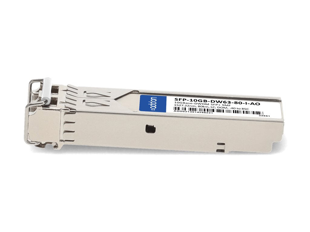 AddOn - SFP+ transceiver module - 10GbE - 10GBase-DWDM - LC single-mode - up to 49.7 miles - channel: 63 - 1527.22 nm - TAA Compliant SFP-10GB-DW63-80-I-AO