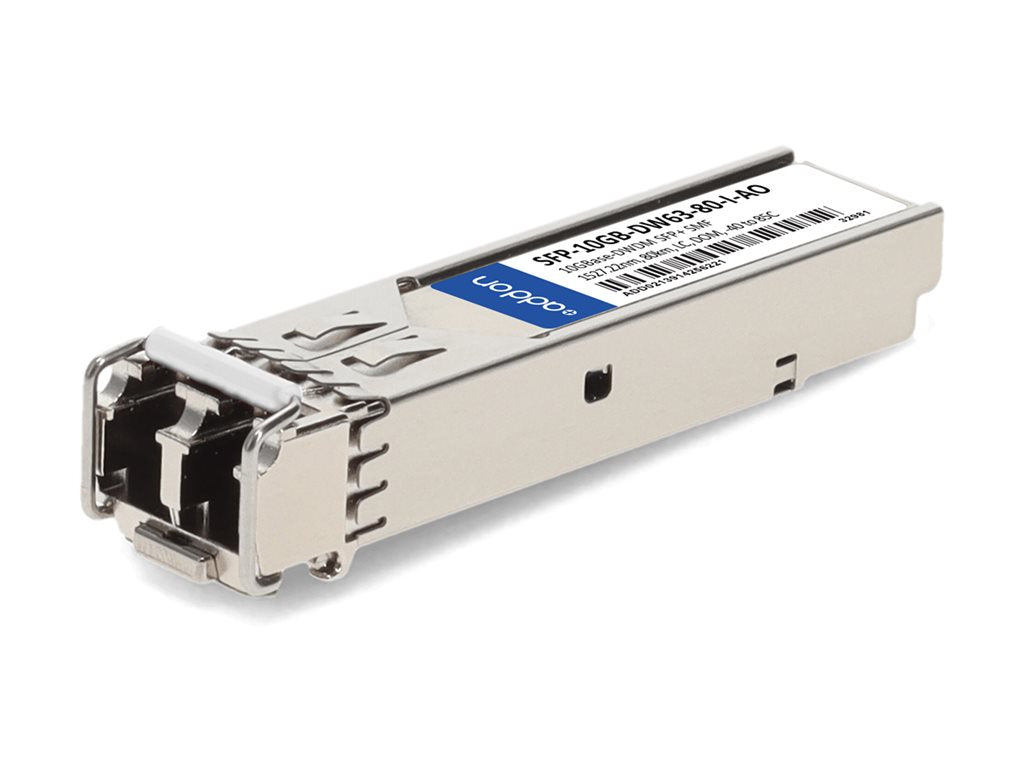 AddOn - SFP+ transceiver module - 10GbE - 10GBase-DWDM - LC single-mode - up to 49.7 miles - channel: 63 - 1527.22 nm - TAA Compliant SFP-10GB-DW63-80-I-AO