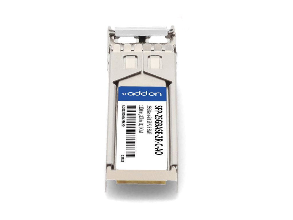AddOn - SFP28 transceiver module - 25GbE - 25GBase-ZR - LC single-mode - up to 49.7 miles - 1300 nm - TAA Compliant SFP-25GBASE-ZR-C-AO