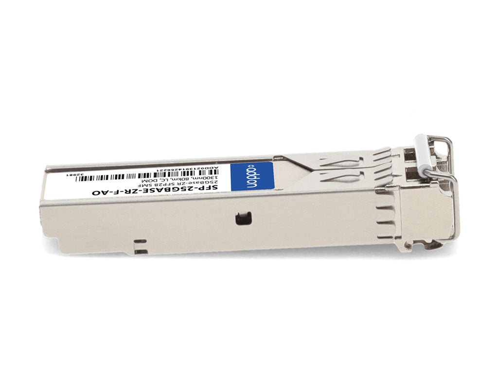 AddOn - SFP28 transceiver module - 25GbE - 25GBase-ZR - LC single-mode - up to 49.7 miles - 1300 nm - TAA Compliant SFP-25GBASE-ZR-F-AO