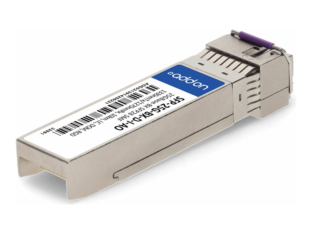 AddOn - SFP28 transceiver module (equivalent to: Cisco SFP-25G-BX-D-I) - 25GbE - 25GBase-BX-D - LC single-mode - up to 6.2 miles SFP-25G-BX-D-I-AO