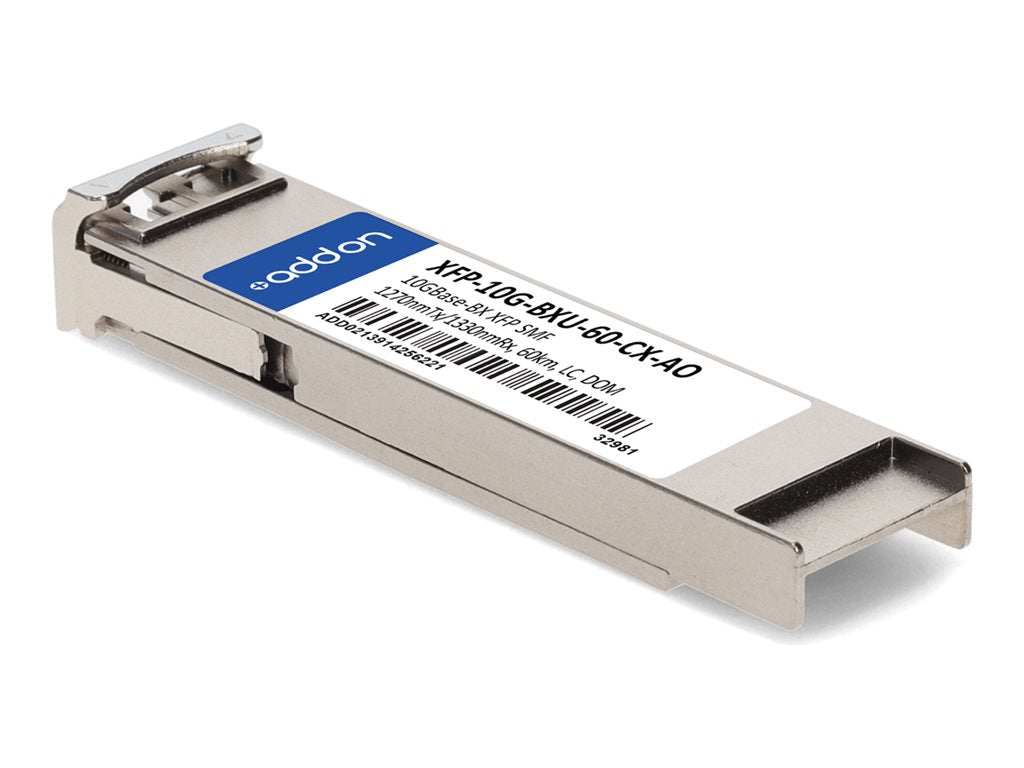 AddOn - XFP transceiver module - 10GbE - 10GBase-BX - LC single-mode - up to 37.3 miles - 1270 (TX) / 1330 (RX) nm - TAA Compliant XFP-10G-BXU-60-CX-AO