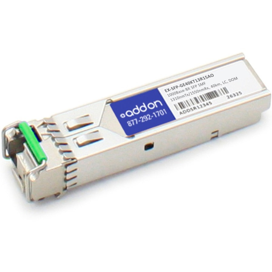 Addon Juniper Networks Ex-Sfp-Ge40Kt13R15 Compatible Taa Compliant 1000Base-Bx Sfp Transceiver (Smf, 1310Nmtx/1550Nmrx, 40Km, Lc, Dom) Ex-Sfpge40Kt13R15-Ao