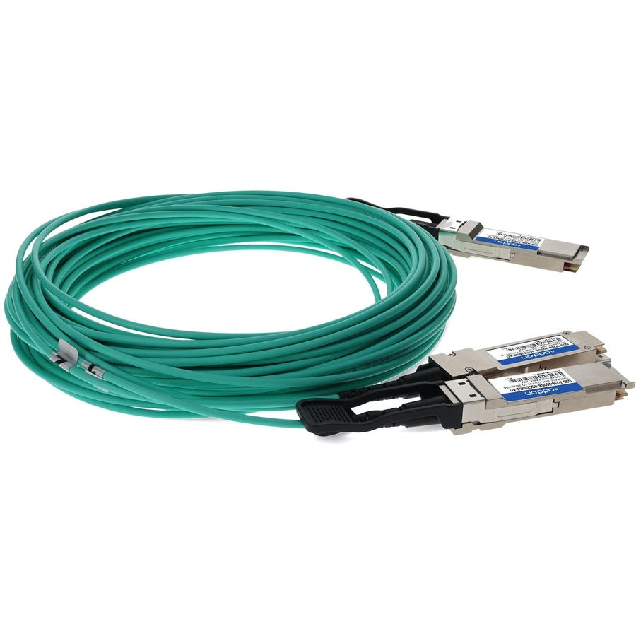 Addon Networks Q56-2Q56-200Gb-Aoc20Mlz-Ao Infiniband Cable 20 M Qsfp56 2Xqsfp56 Green, Grey