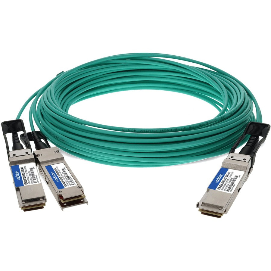 Addon Networks Q56-2Q56-200Gb-Aoc20Mlz-Ao Infiniband Cable 20 M Qsfp56 2Xqsfp56 Green, Grey