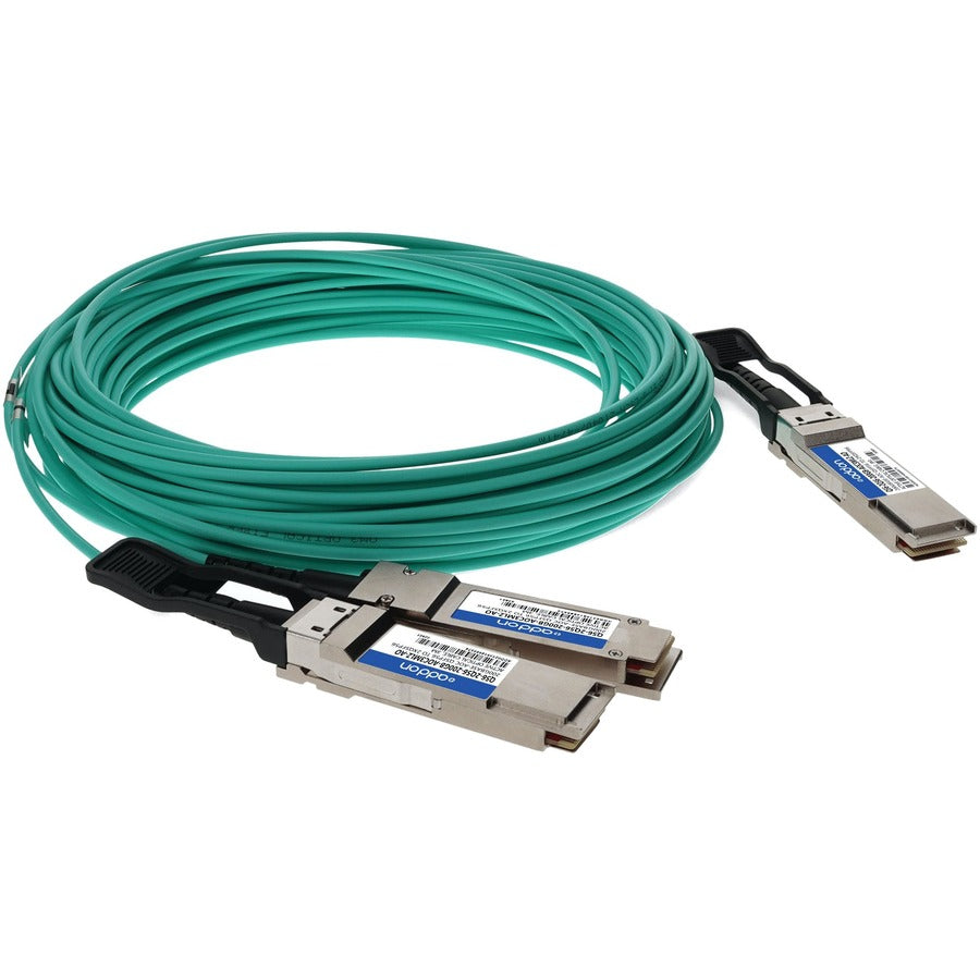 Addon Networks Q56-2Q56-200Gb-Aoc3Mlz-Ao Infiniband Cable 3 M Qsfp56 2Xqsfp56 Green, Grey