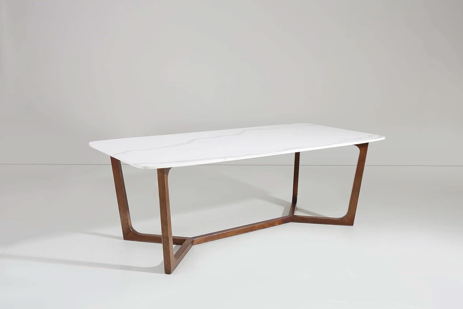 Adelaide Calacatta Quartz Dining Table Walnut Base