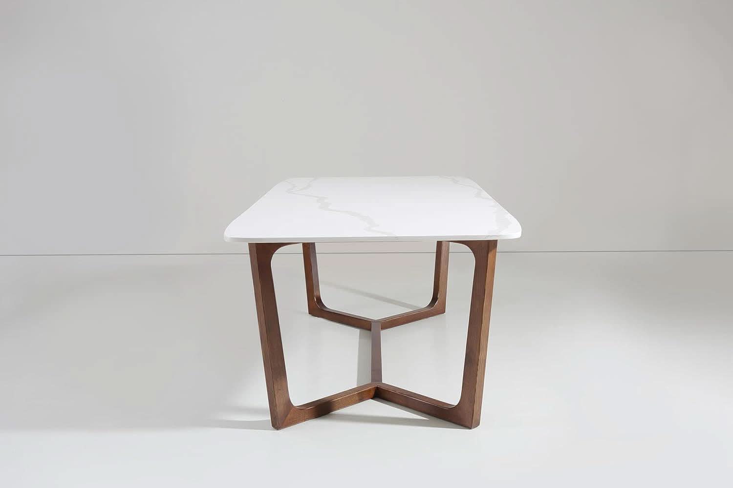 Adelaide Calacatta Quartz Dining Table Walnut Base