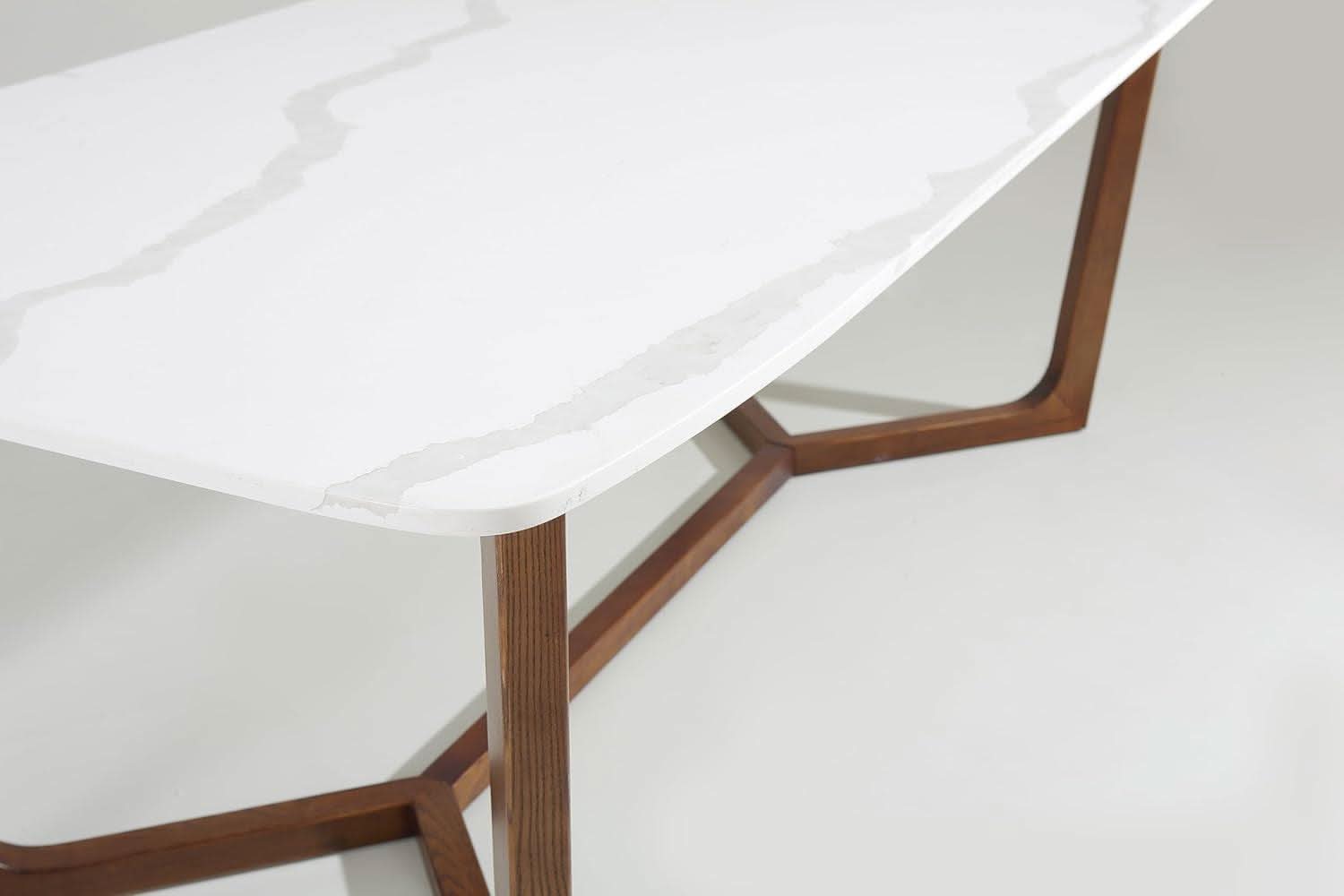 Adelaide Calacatta Quartz Dining Table Walnut Base