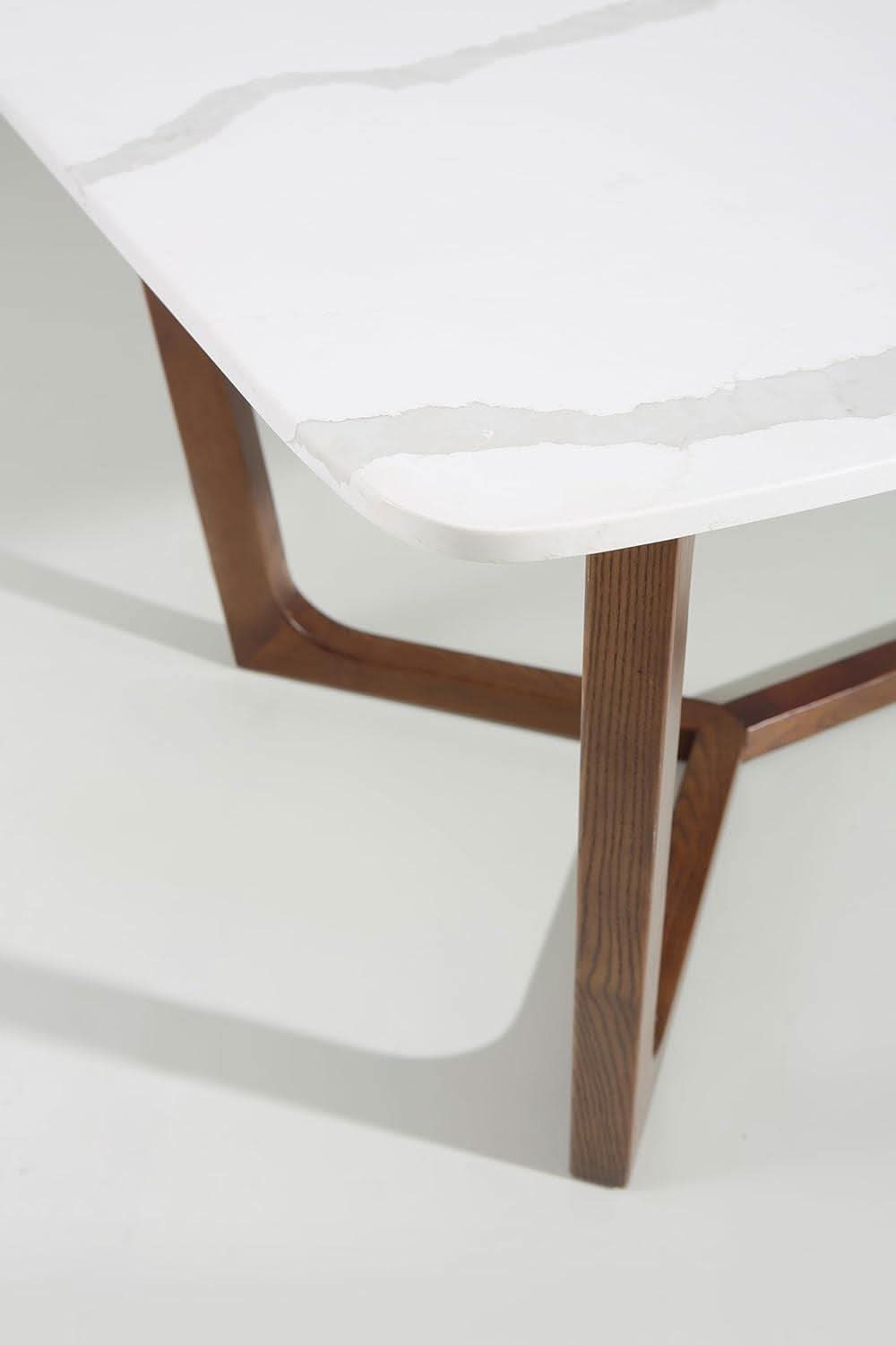 Adelaide Calacatta Quartz Dining Table Walnut Base