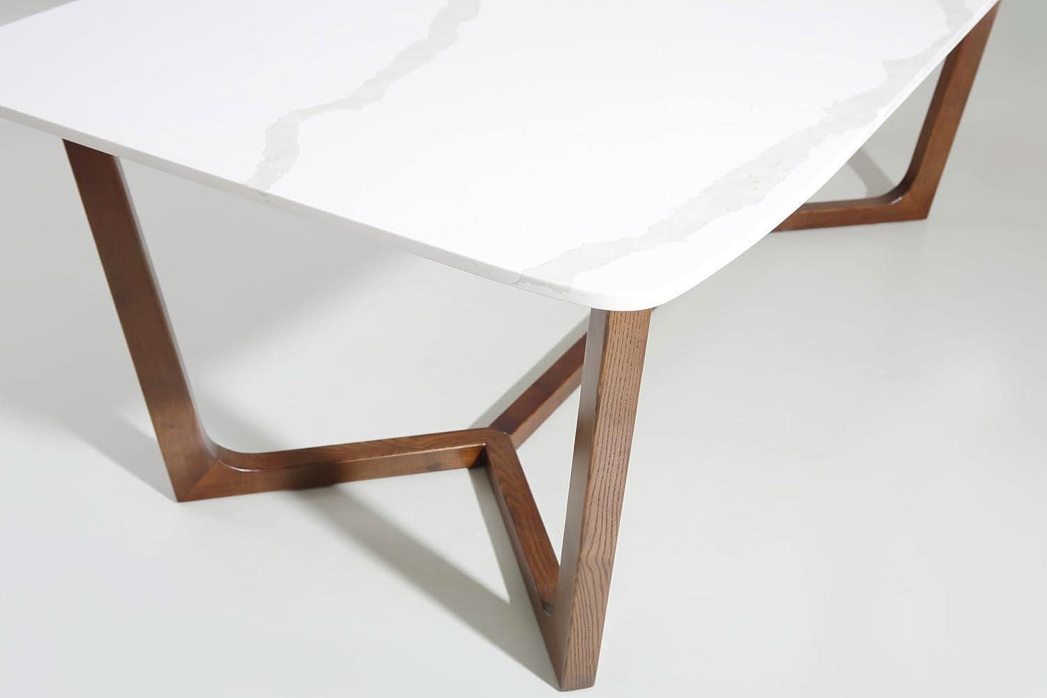 Adelaide Calacatta Quartz Dining Table Walnut Base