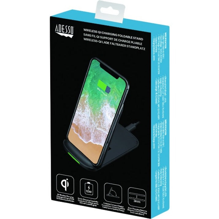 Adesso 10W Max Qi-Certified 2-Coil Foldable Wireless Charging Stand AUH-1020