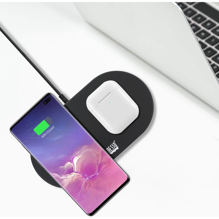 Adesso 15W Max Qi-Certified Dual 2-Coil Wireless Fast Charging Pad AUH-1040