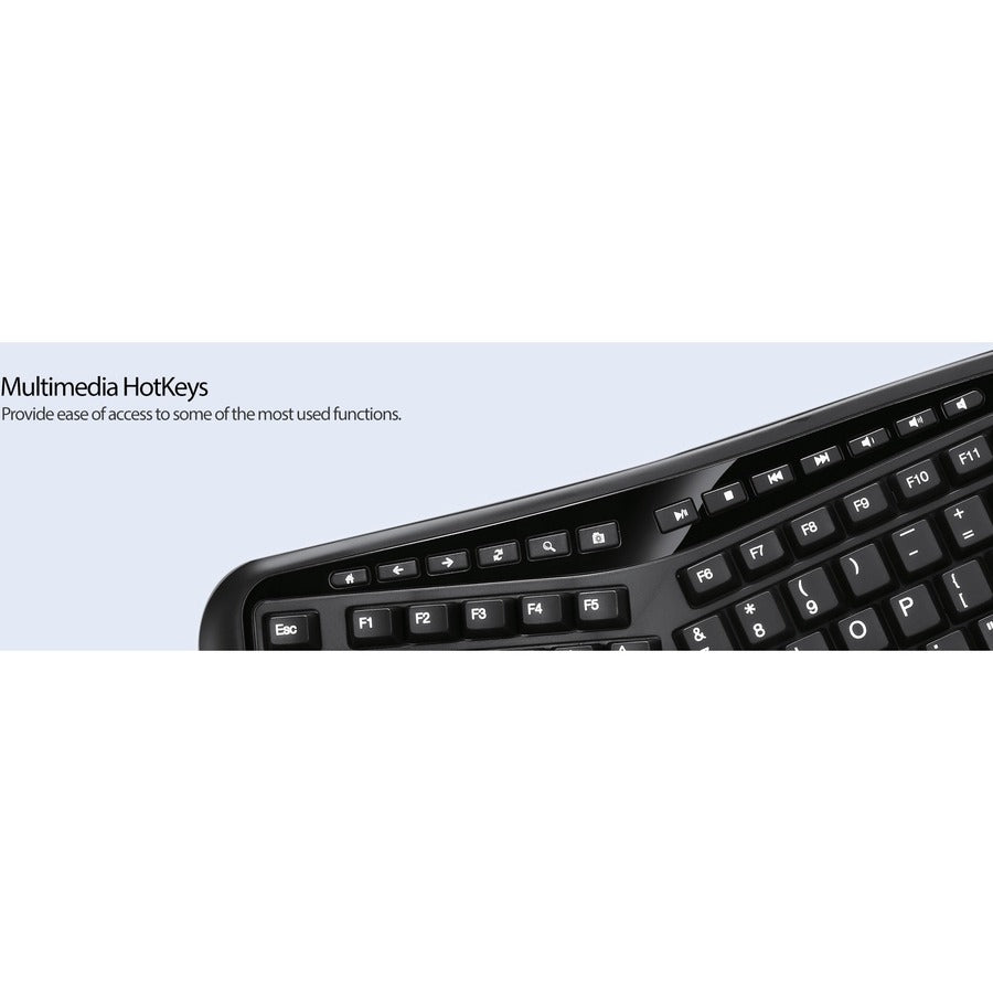Adesso 2.4 GHz Wireless Ergonomic Trackball Keyboard WKB-3500UB