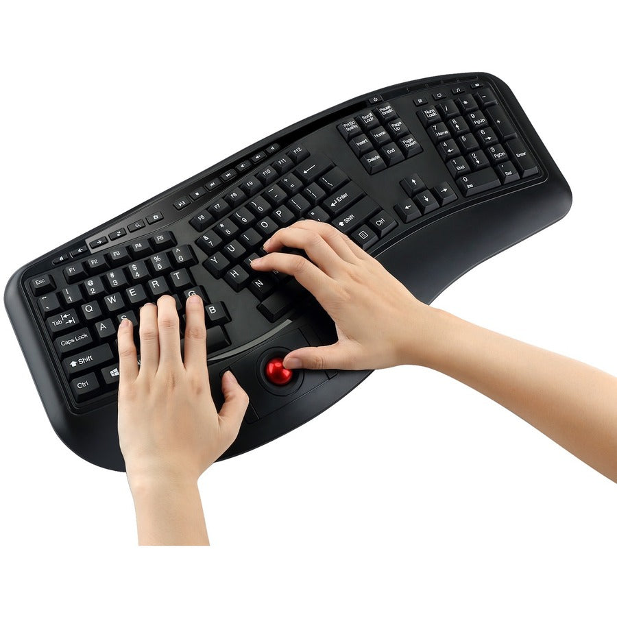 Adesso 2.4 GHz Wireless Ergonomic Trackball Keyboard WKB-3500UB