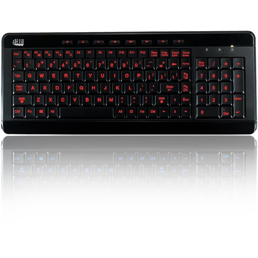Adesso 3-Color Illuminated Compact Multimedia Keyboard AKB-120EB