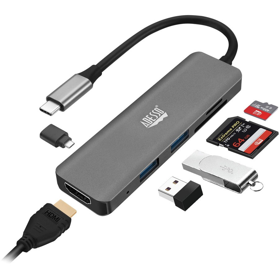 Adesso 6-in-1 USB-C Multi-Port Docking Station (TAA Compliant) AUH-4020
