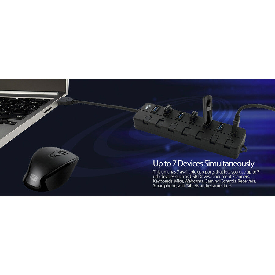 Adesso 7-ports USB 3.0 Hub with 5V2A Power Adaptor AUH-3070P