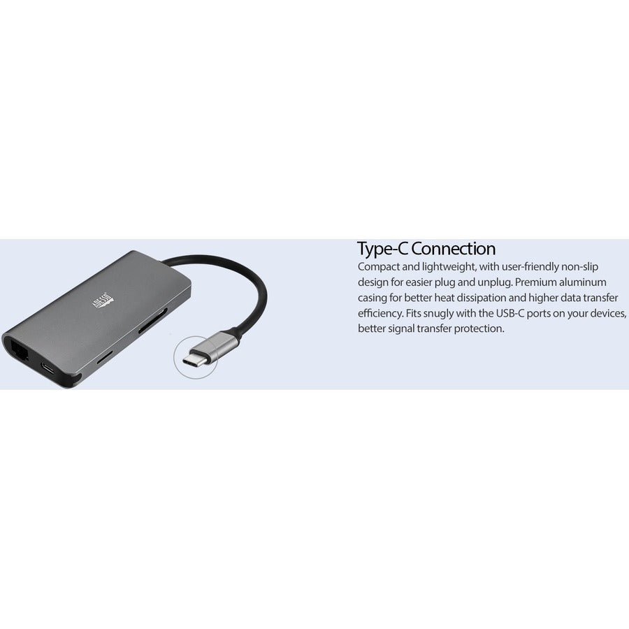 Adesso 8-in-1 USB-C Multi-Port Docking Station (TAA Compliant) AUH-4030