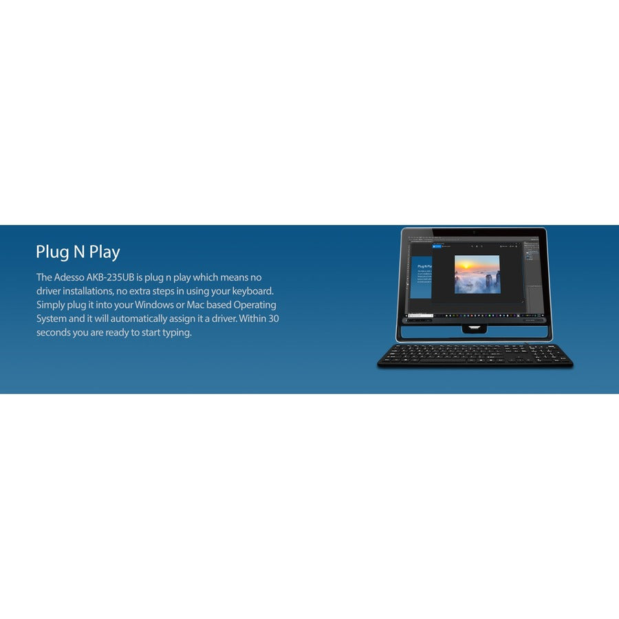 Adesso Antimicrobial Waterproof Desktop Keyboard