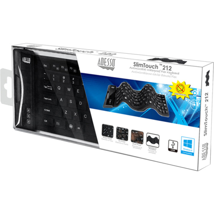 Adesso Antimicrobial Waterproof Flex Keyboard (Mini Size)