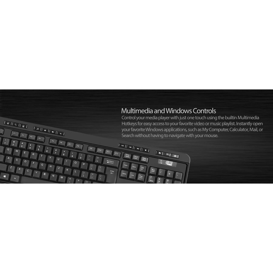 Adesso Antimicrobial Wireless Desktop Keyboard and Mouse WKB-1320CB