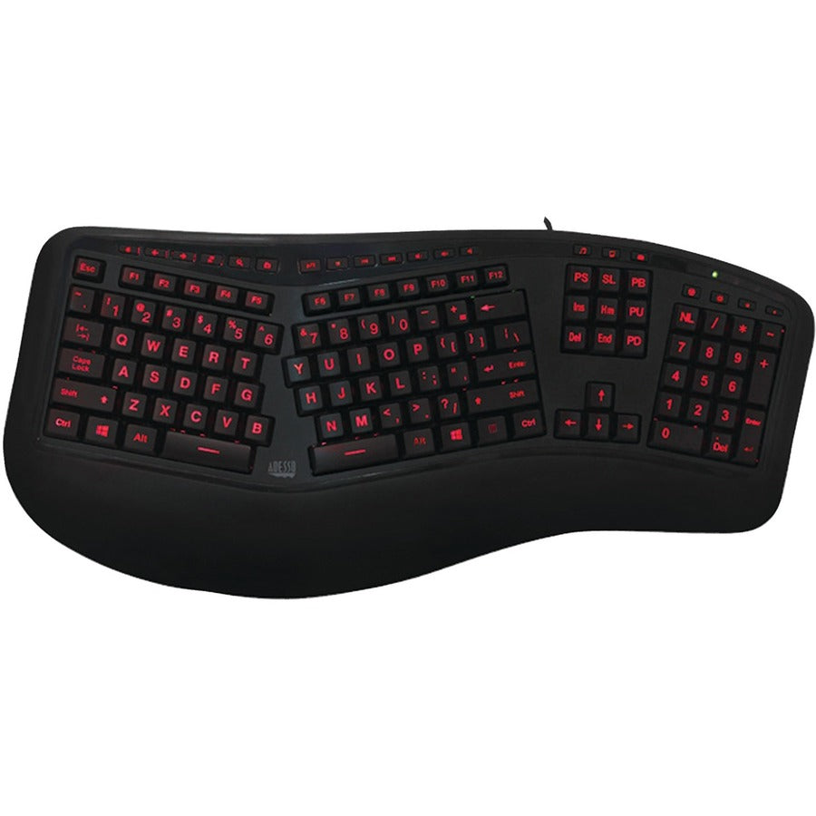 Adesso Color Illuminated Ergonomic Keyboard