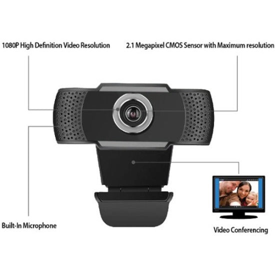 Adesso CyberTrack H4 1080P USB Webcam - 2.1 Megapixel - 30 fps - Manual Focus-Tripod Mount CYBERTRACKH4