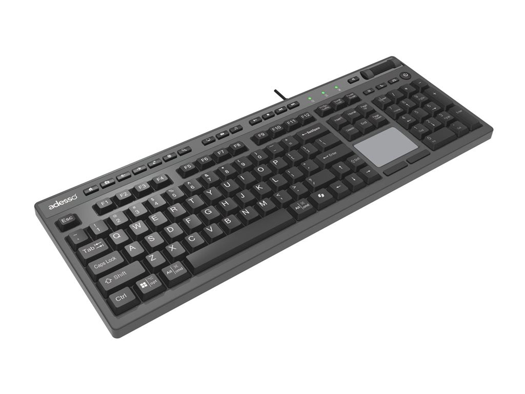 Adesso EasyTouch 445 - Keyboard - multi-channel, for Windows/Mac/Android OS - full size - with touchpad, scroll wheel - USB - AKB-445UB