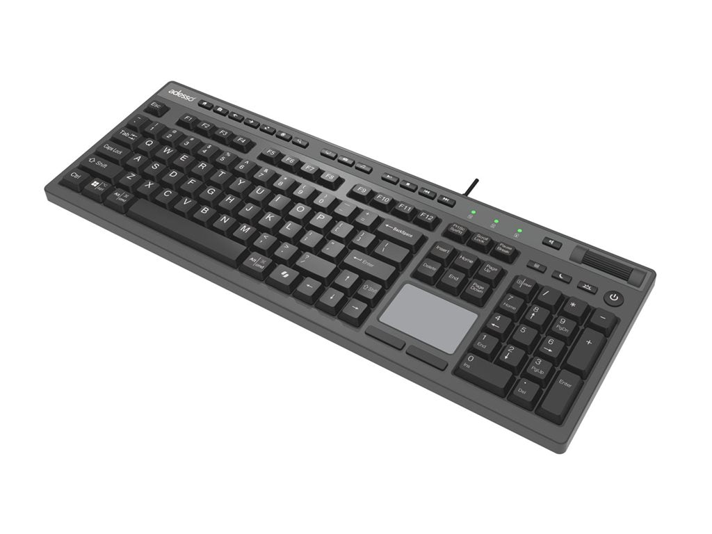 Adesso EasyTouch 445 - Keyboard - multi-channel, for Windows/Mac/Android OS - full size - with touchpad, scroll wheel - USB - AKB-445UB
