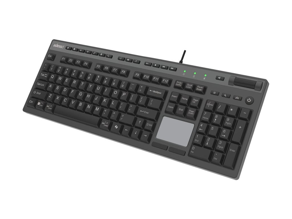 Adesso EasyTouch 445 - Keyboard - multi-channel, for Windows/Mac/Android OS - full size - with touchpad, scroll wheel - USB - AKB-445UB
