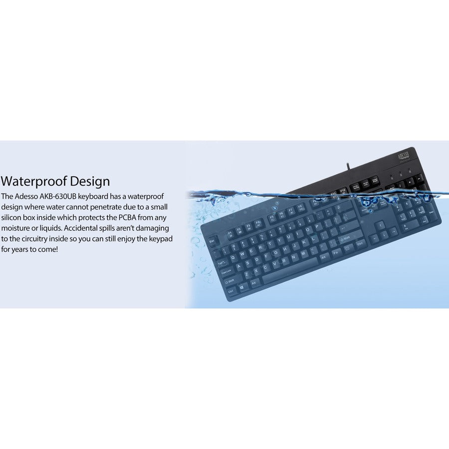 Adesso EasyTouch 630UB - Antimicrobial Waterproof Keyboard AKB-630UB