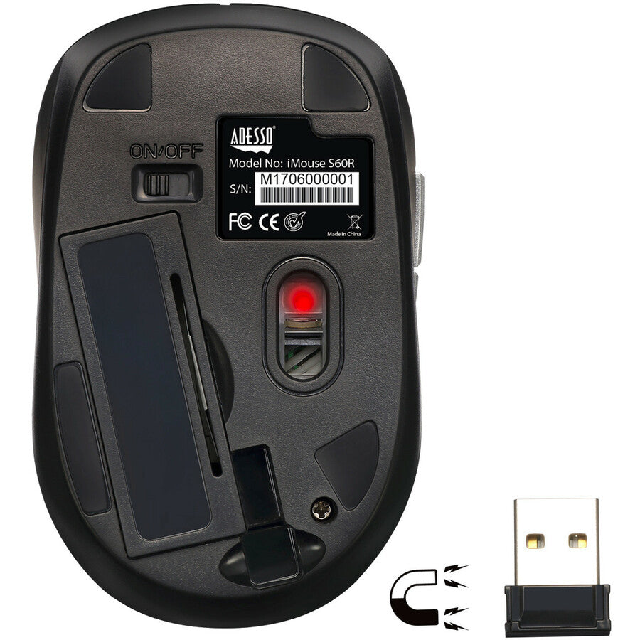 Adesso Imouse S60R - 2.4 Ghz Wireless Programmable Nano Mouse