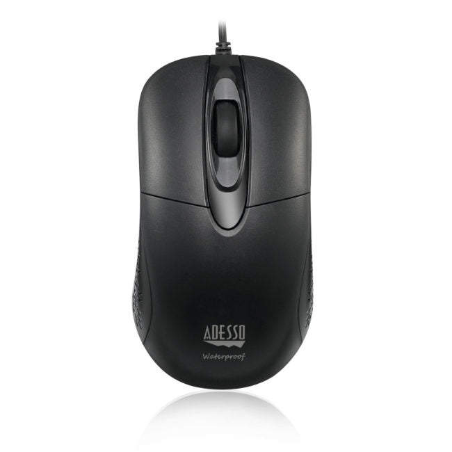 Adesso Ip65 Waterproof Antimicrobial Black Usb Scroll Mouse