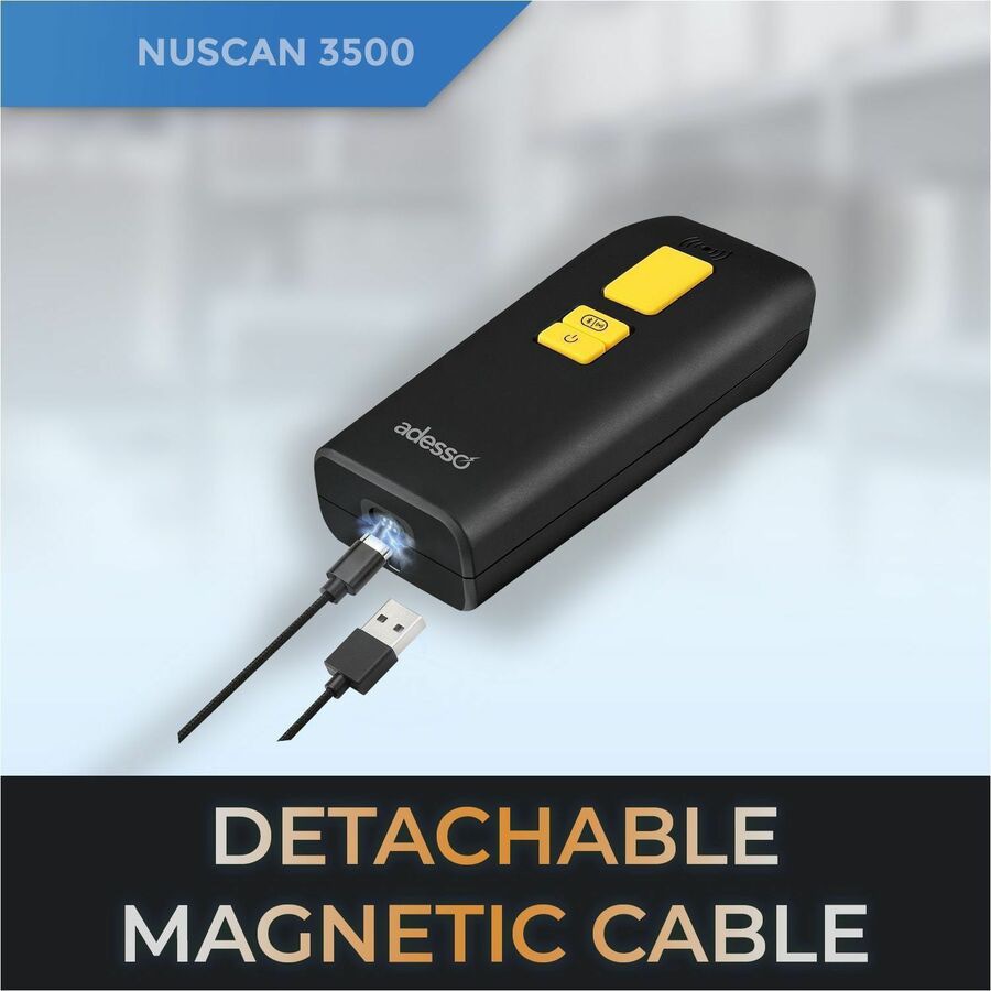 Adesso NUSCAN3500 Wireless 2D Barcode Scanner Antimicrobial Waterproof