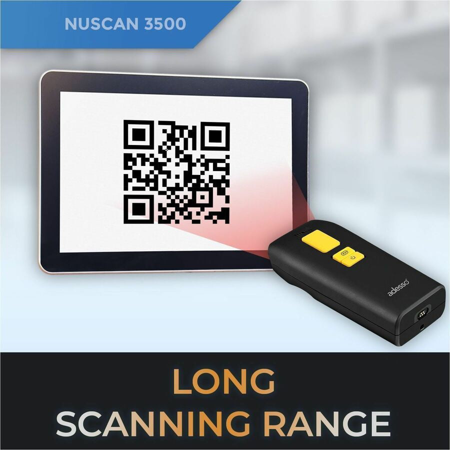Adesso NUSCAN3500 Wireless 2D Barcode Scanner Antimicrobial Waterproof