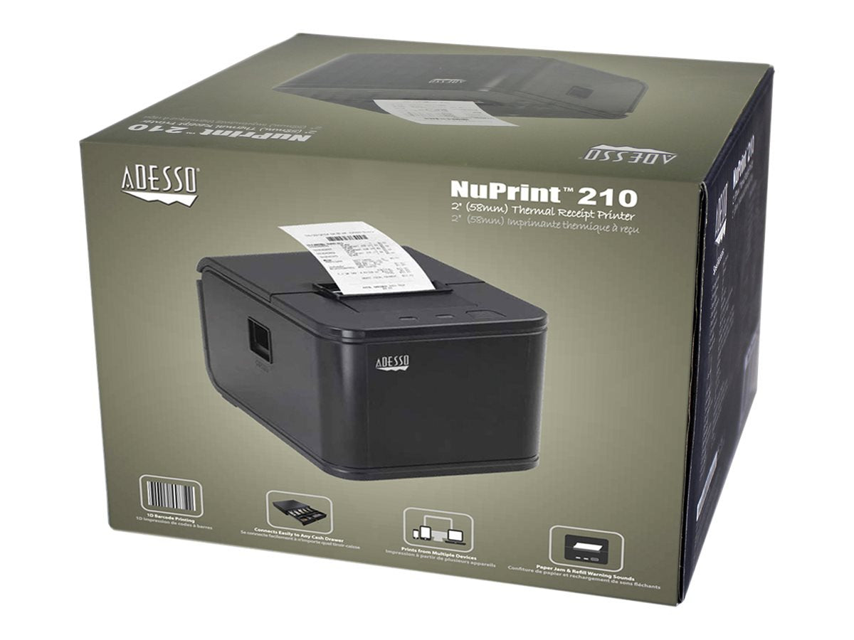 Adesso NuPrint210 High-Speed 58mm USB Thermal Receipt Printer for POS