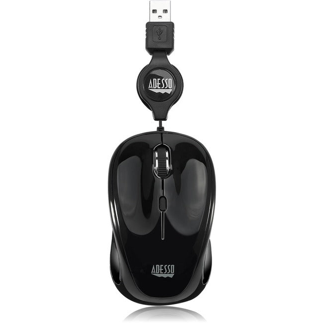 Adesso Usb Mini Mouse, With Retractable Usb Cable, Adjustable 3 Level Dpi Switch