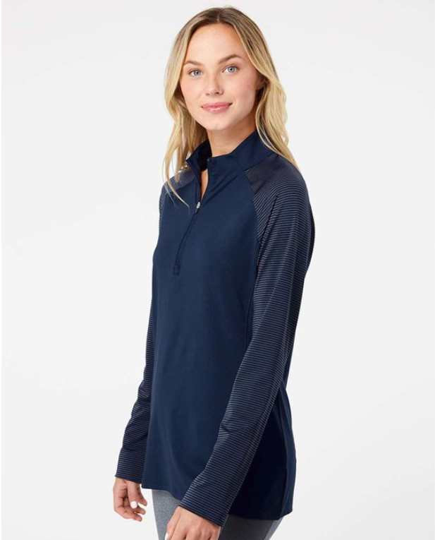 Adidas® Women's Stripe Block Quarter-Zip Sweatshirt – Bold Style and Comfort with a Sporty Edge