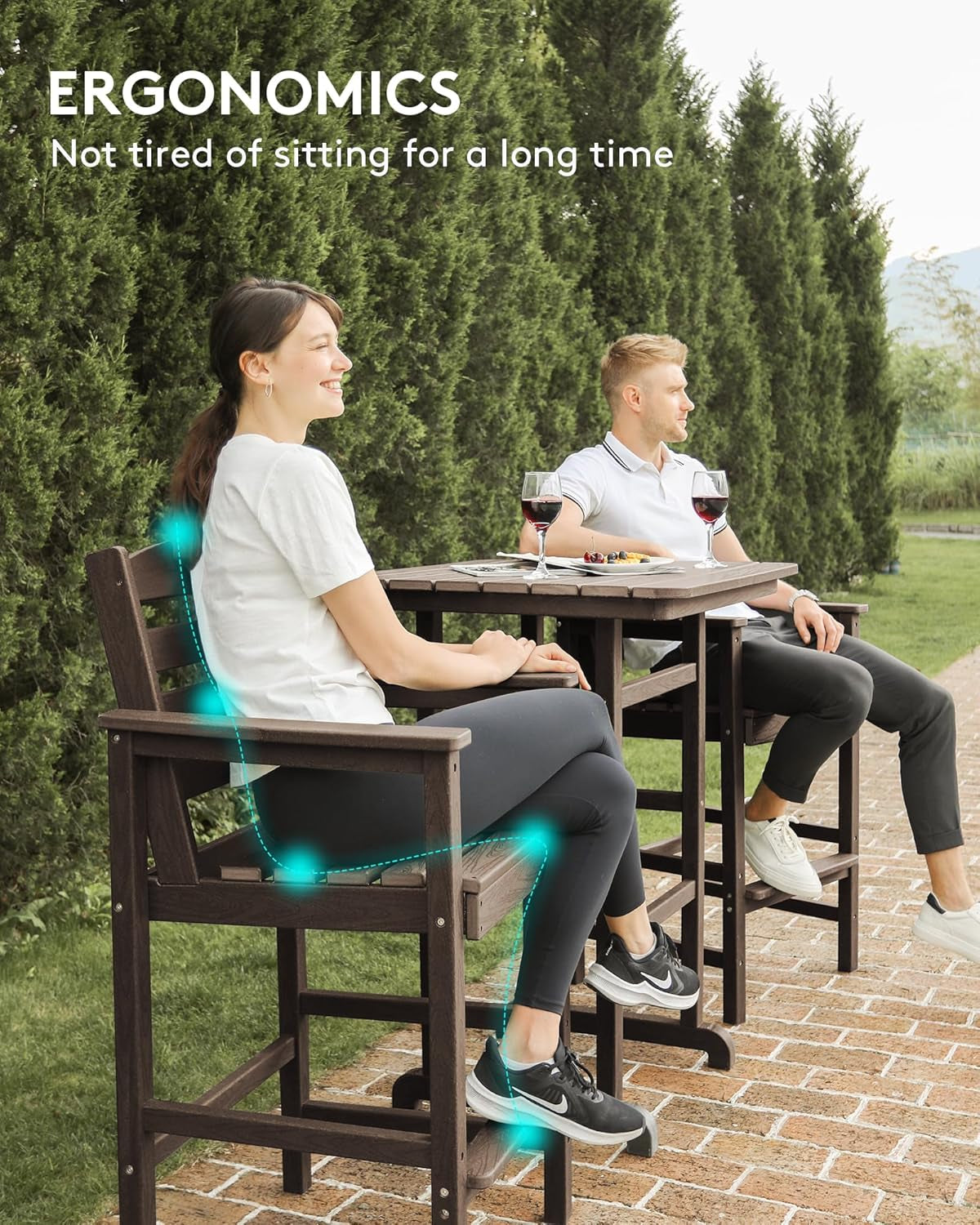 Adirondack Outdoor Patio Bar Set with Tall Chairs
