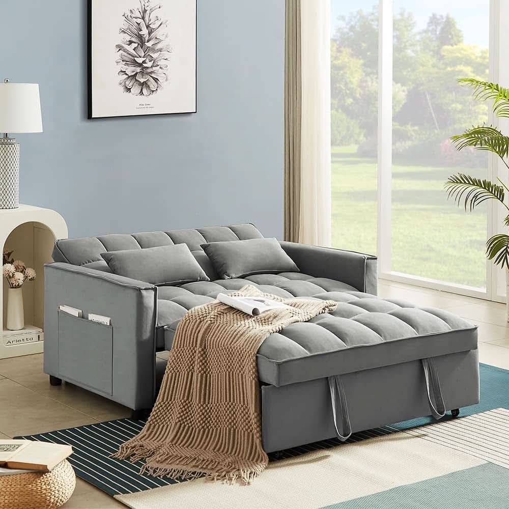 Adjustable Backrest Sleeper Sofa Bed With Pull Out