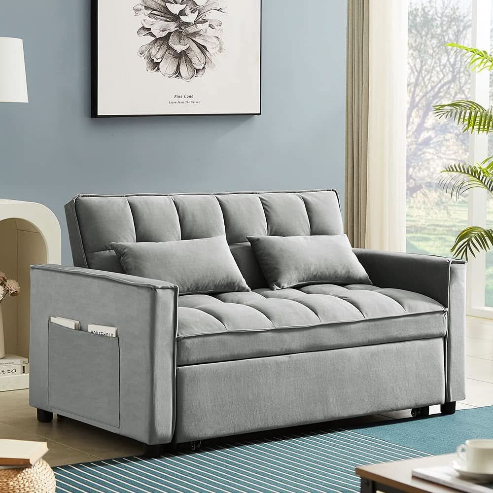Adjustable Backrest Sleeper Sofa Bed With Pull Out