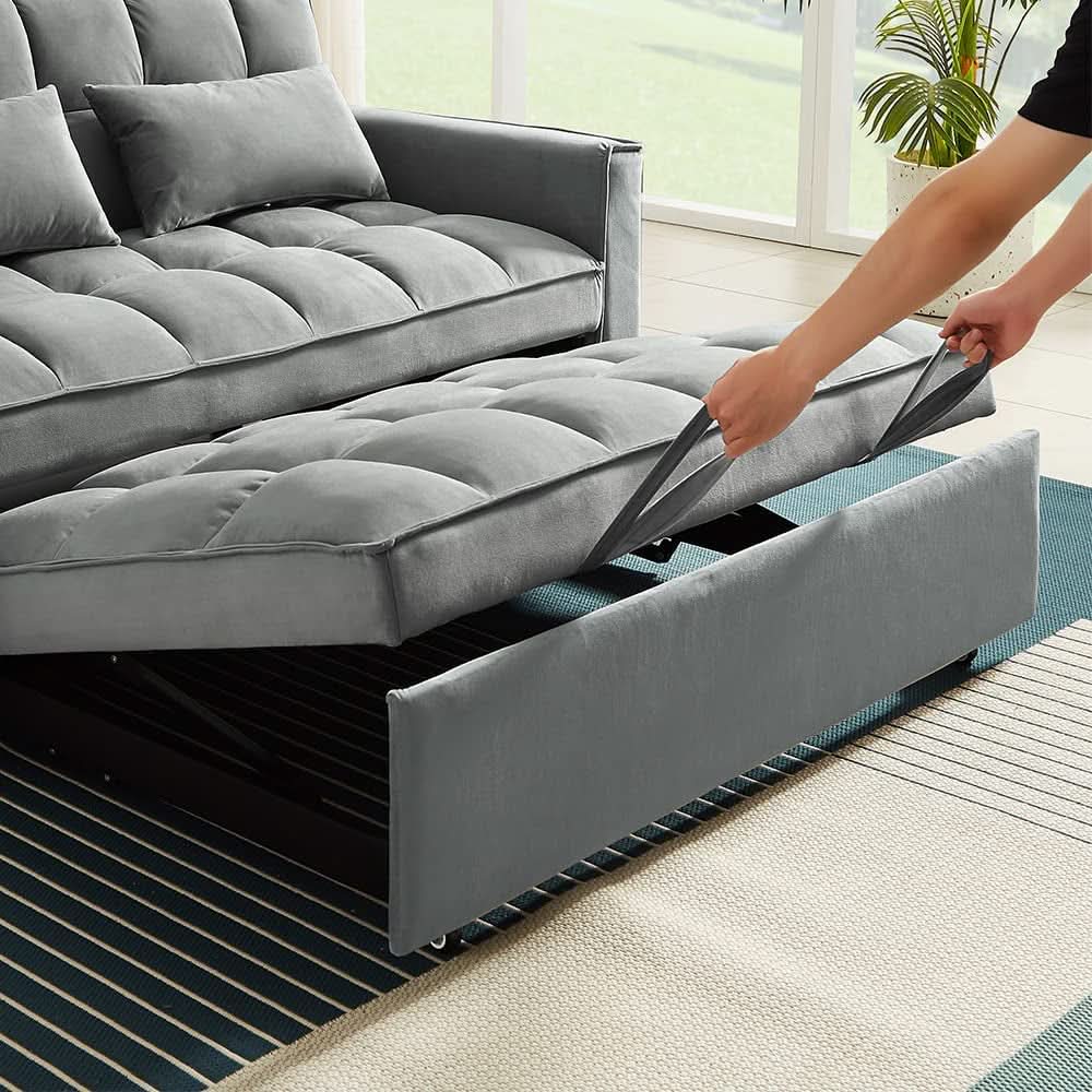 Adjustable Backrest Sleeper Sofa Bed With Pull Out