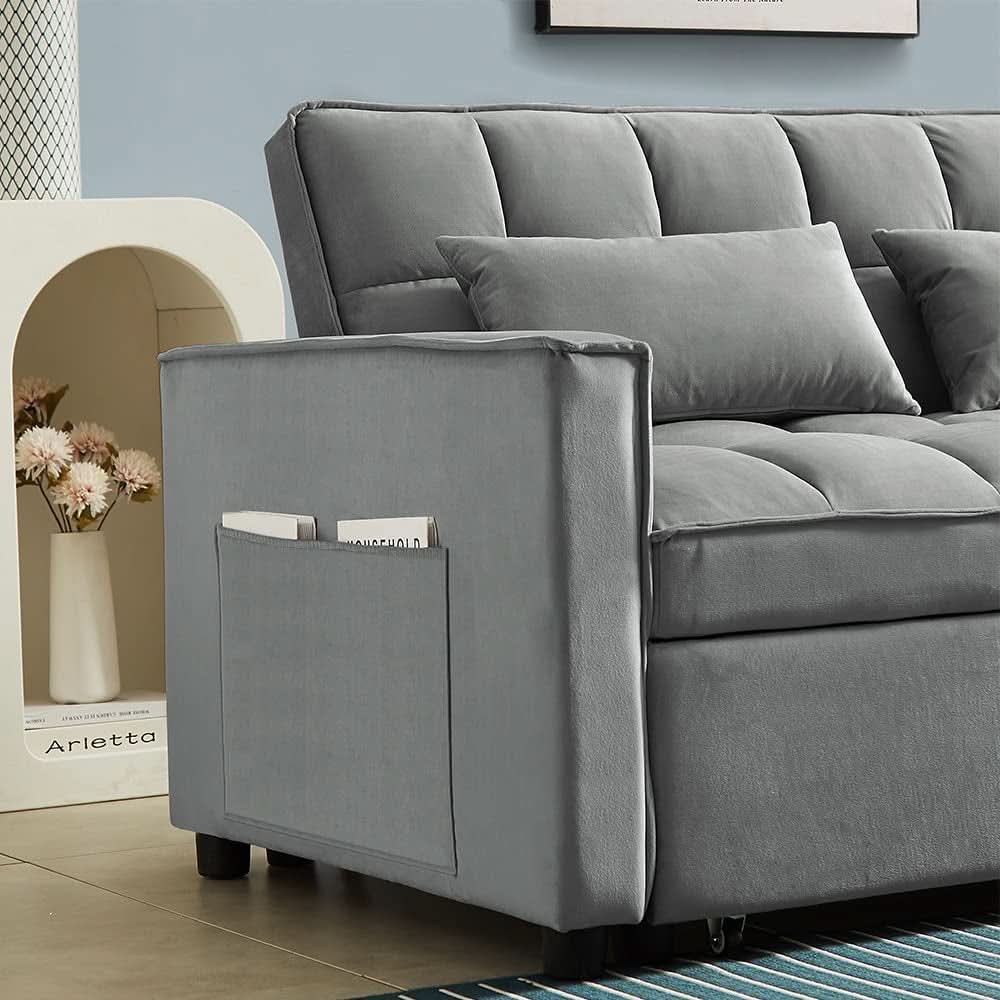 Adjustable Backrest Sleeper Sofa Bed With Pull Out