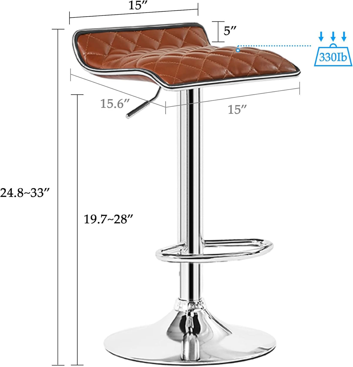 Adjustable Bar Stools Set Of 2 360 Swivel 37 To 45 In