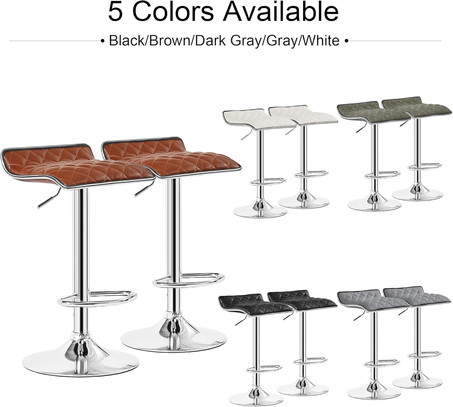Adjustable Bar Stools Set Of 2 360 Swivel 37 To 45 In