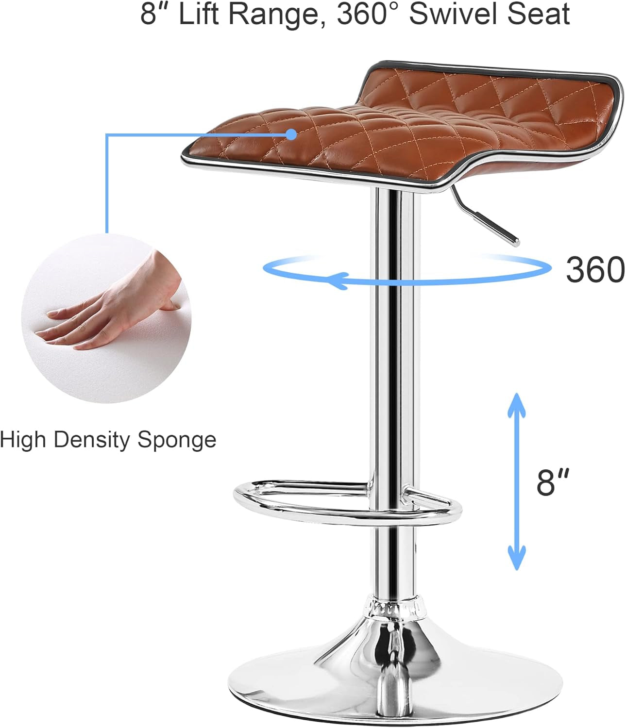 Adjustable Bar Stools Set Of 2 360 Swivel 37 To 45 In