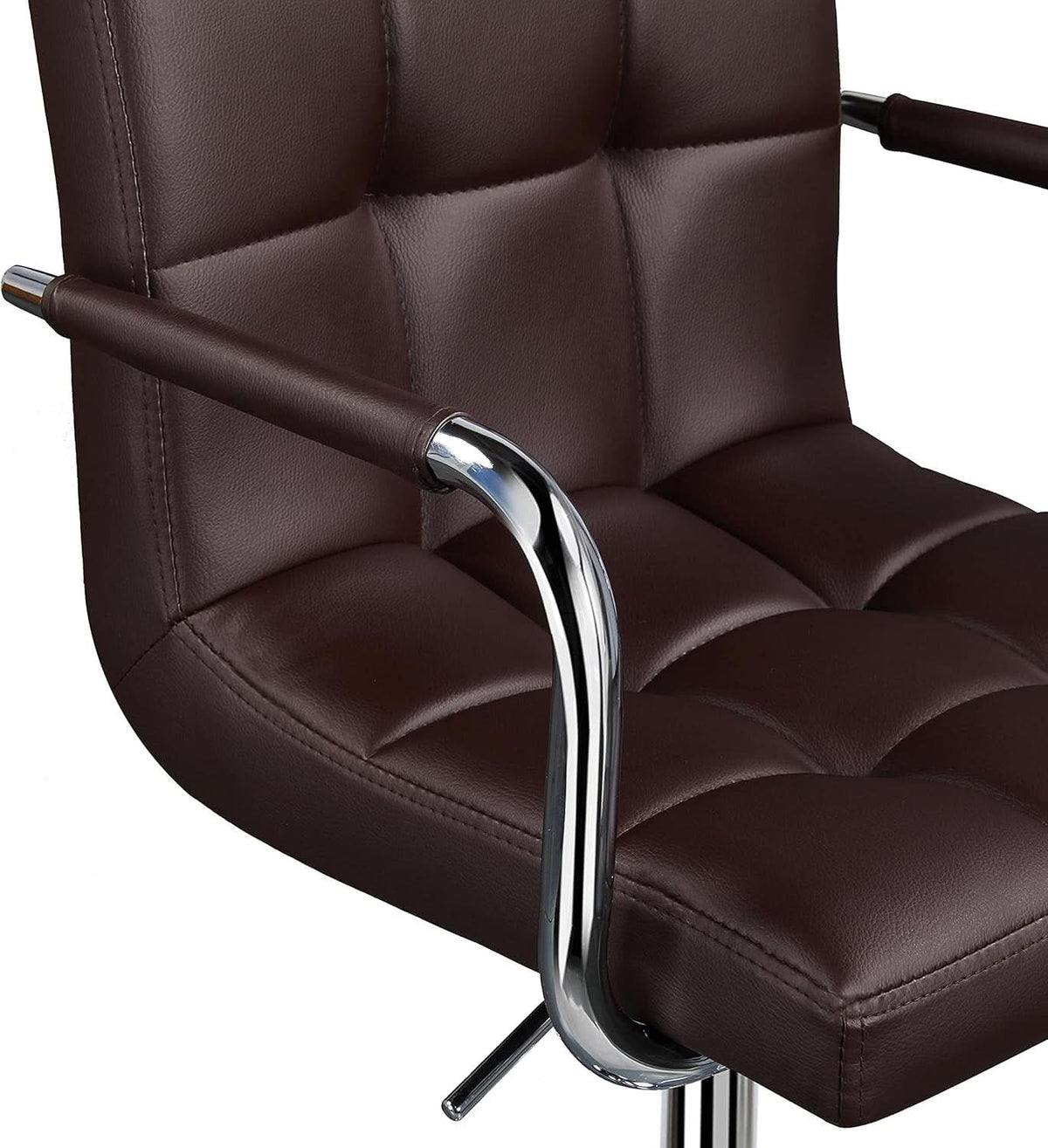 Adjustable Bar Stools Set Of 2 360 Swivel Brown PU Leather