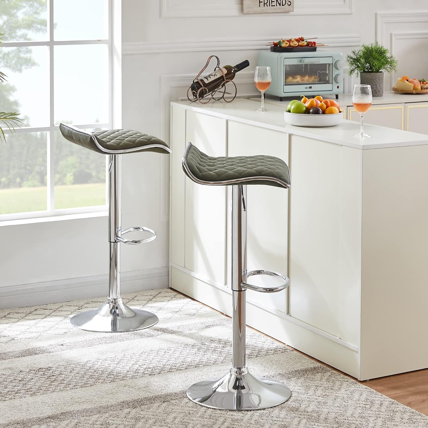 Adjustable Bar Stools Set Of 2 37 To 45 Inch Bar Height