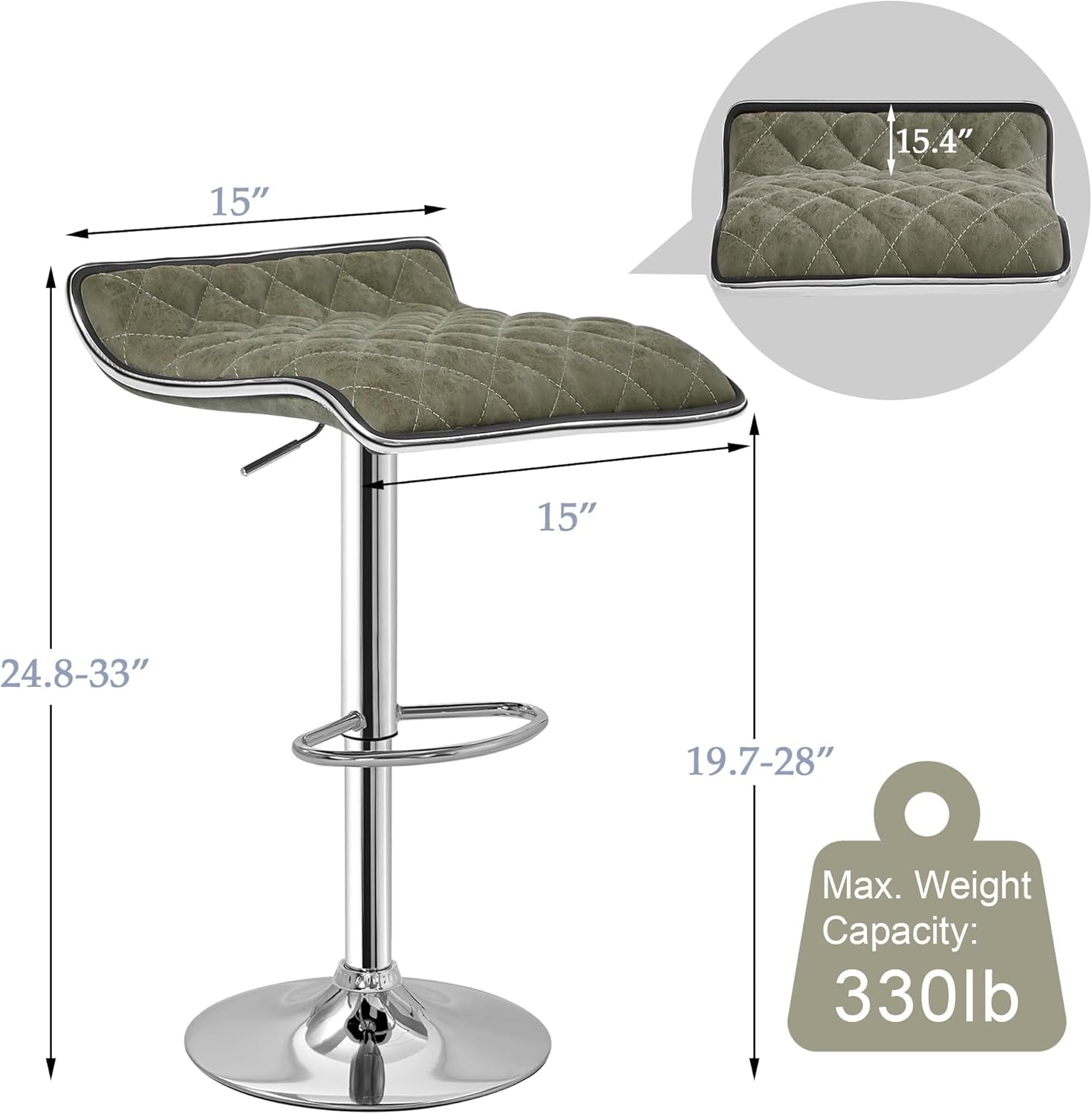 Adjustable Bar Stools Set Of 2 37 To 45 Inch Bar Height